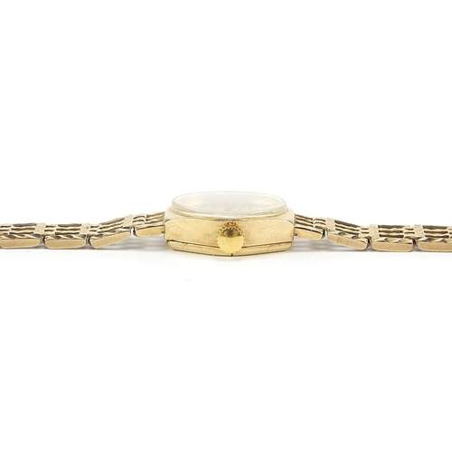 152 - Accurist, ladies 9ct gold Accurist Diamond wristwatch with 9ct gold strap, the case 15mm wide, 12.9g