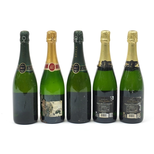 841 - Five bottles of Champagne comprising Nicolas Feuillatte, Laurent-Perrier and Ayala