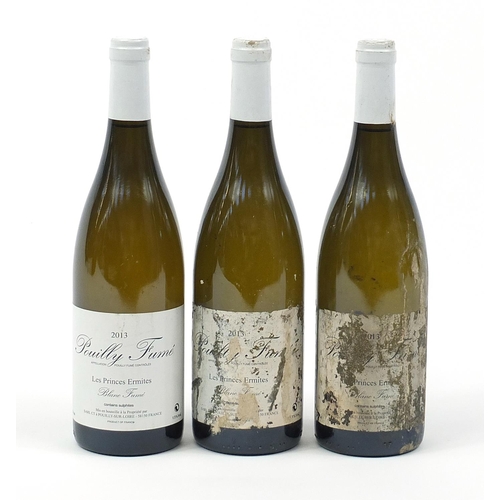 843 - Three bottles of 2013 Les Princes Ermites Pouilly Fume white wine