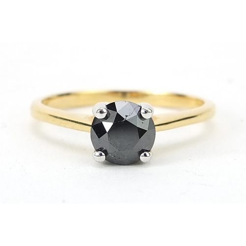 148 - 18ct gold black diamond solitaire ring, total diamond weight over 2ct, size W, 4.9g