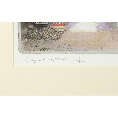 1353 - Graham Clarke - Crapaud en Trou, pencil signed etching in colour, limited edition 347/400, mounted, ... 