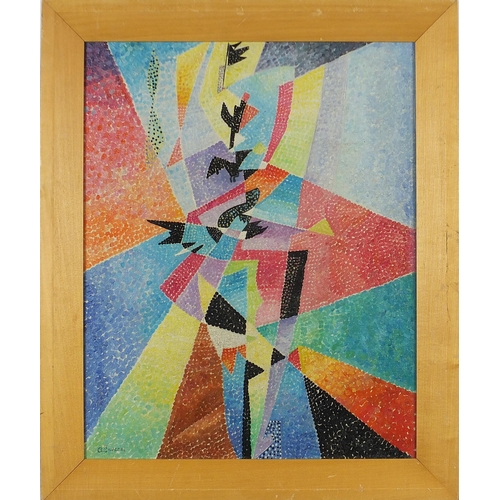 213 - Manner of Gino Severini - Abstract composition, geometric shapes, Italian Futurist school oil on boa... 