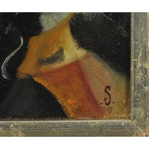 337 - Surreal composition, portrait of a female, Cubist school oil on board, framed, 50.5cm x 39.5cm exclu... 