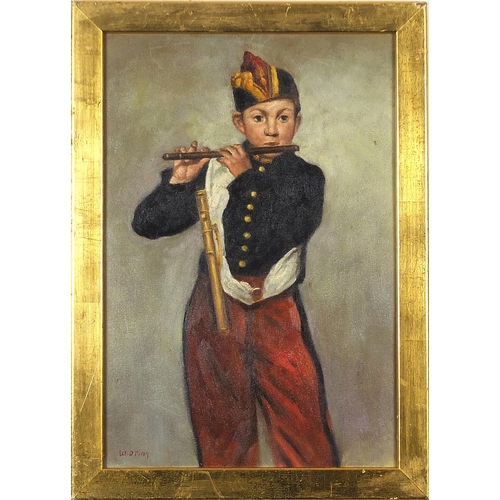 1504 - After Edouard Manet - The Fifer, oil on board, framed, 45.5cm x 31cm excluding the mount and frame