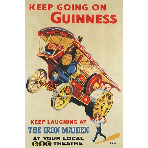 1532 - Keep Going on Guinness poster advertising The Iron Maiden by Gilroy, framed and glazed, 75cm x 50cm ... 