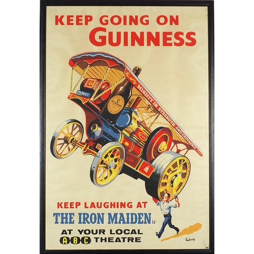 1532 - Keep Going on Guinness poster advertising The Iron Maiden by Gilroy, framed and glazed, 75cm x 50cm ... 