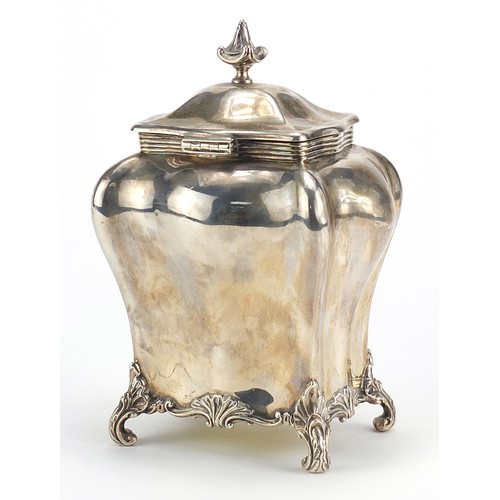 46 - Lee & Wigfull, Edwardian silver tea caddy with hinged lid, Sheffield 1903, 16cm high, 312.6g