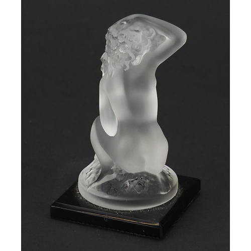 223 - Lalique style frosted glass paperweight of a nude female, 9cm high