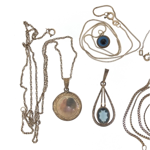 1347 - Silver jewellery comprising four necklaces and three pendants including a locket, 21.5g