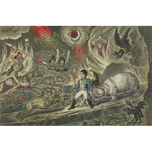23 - After James Gillray - The valley of the shadow of death, satirical print in colour, framed and glaze... 