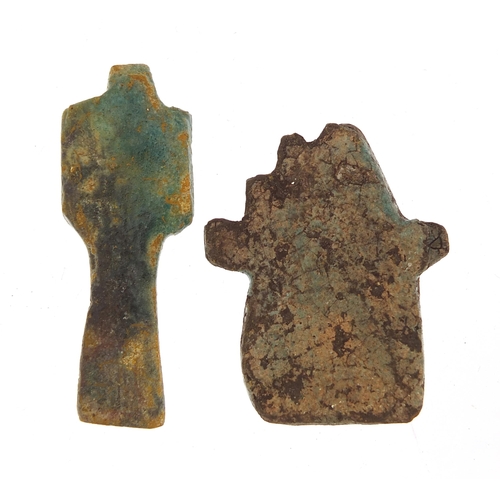 1362 - Two Egyptian style amulets, the largest 6cm high