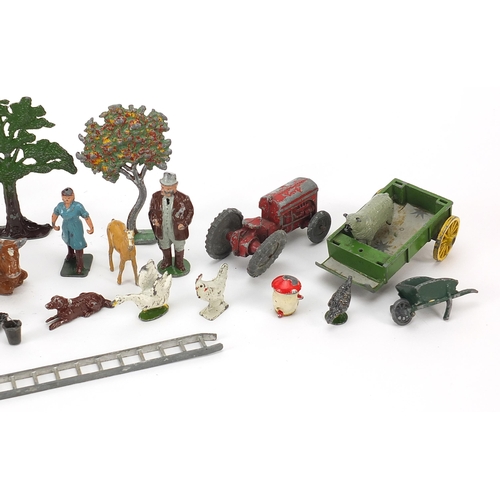 1284 - Vintage lead farmyard animals and accessories including Britains