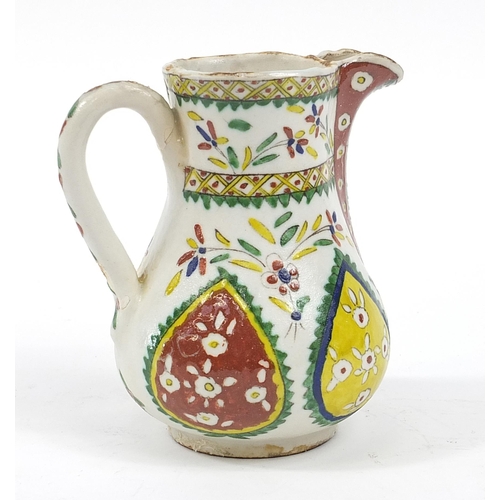 145 - Turkish Kutahya coffee pot hand painted with flowers, 15cm high