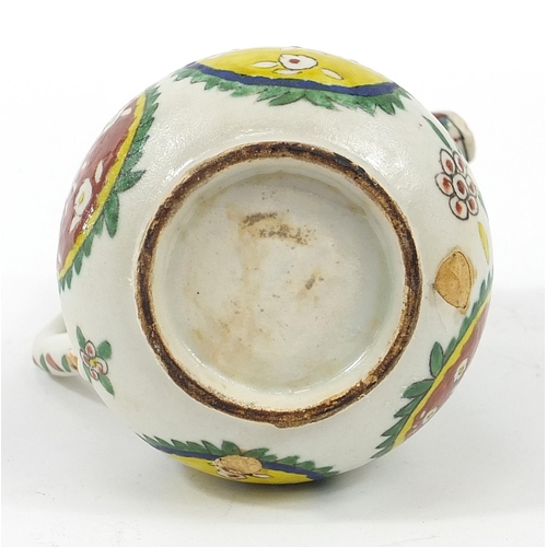 145 - Turkish Kutahya coffee pot hand painted with flowers, 15cm high