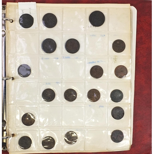 1330 - George III and later British coinage arranged in an album including cartwheel two pence and pennies