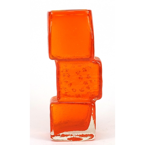 1 - Geoffrey Baxter for Whitefriars, drunken bricklayer glass vase in tangerine, 21.5cm high