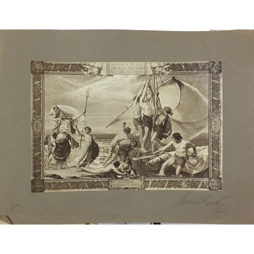 310 - Classical Pre-Raphaelite scenes, five photo lithographs including the Seafarers claim Britain as the... 