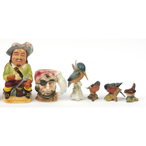 1703 - Collectable china including a Carltonware cup numbered 1395, musical Toby jug, pair of bisque figure... 