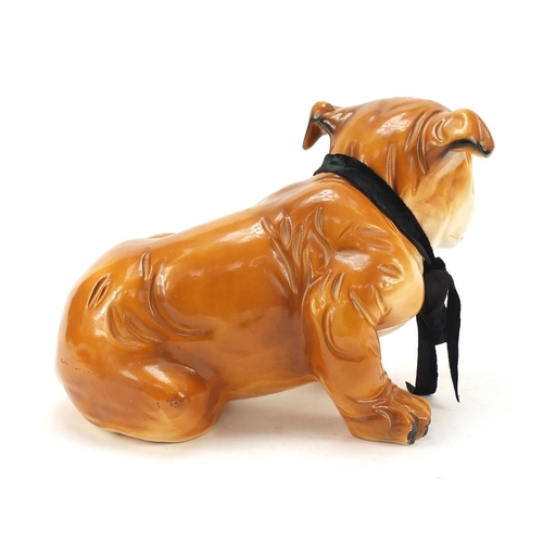 1291 - Hand painted porcelain model of a Bulldog, 38cm in length