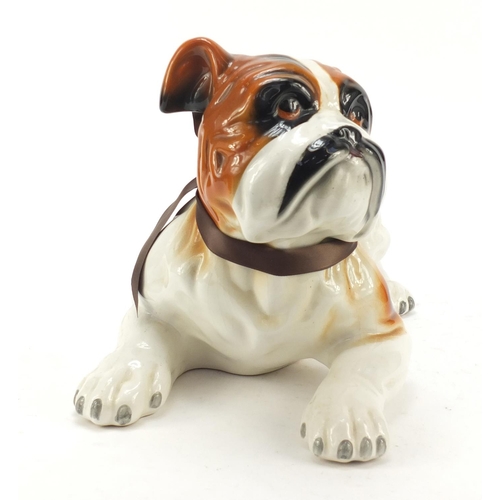 1748 - Hand painted porcelain model of a Bulldog, 38cm in length