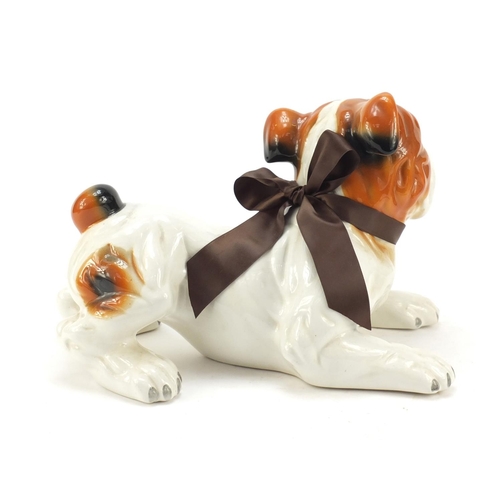 1748 - Hand painted porcelain model of a Bulldog, 38cm in length