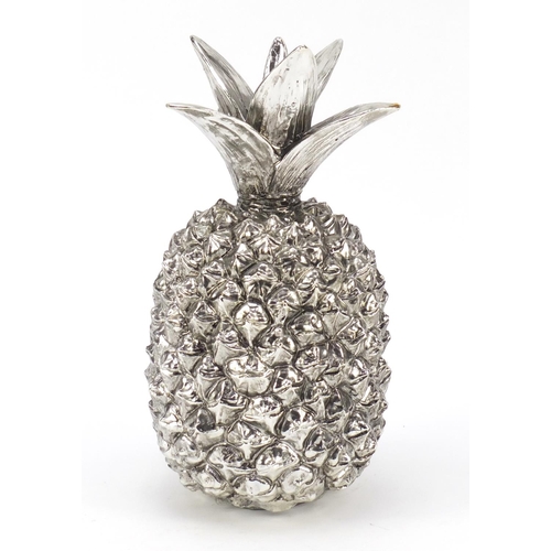 1377 - Large silvered model of a pineapple, 26cm high