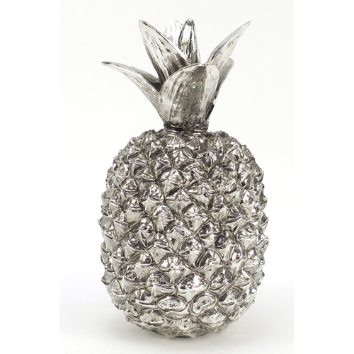 1377 - Large silvered model of a pineapple, 26cm high