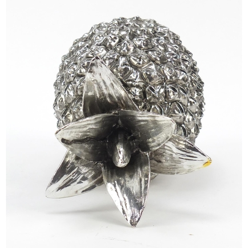 1377 - Large silvered model of a pineapple, 26cm high