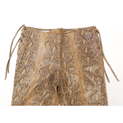 1309 - Pair of Anja Flint snakeskin trousers, size L