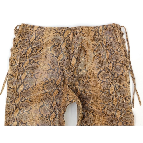 1309 - Pair of Anja Flint snakeskin trousers, size L