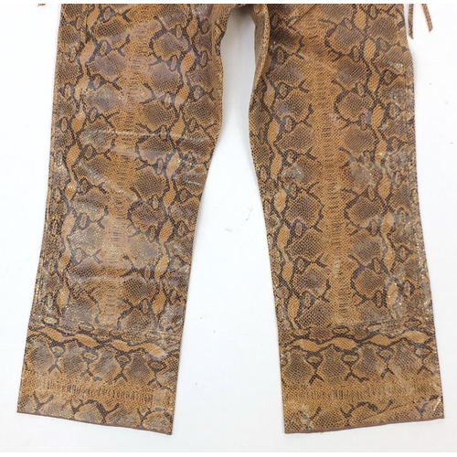 1309 - Pair of Anja Flint snakeskin trousers, size L