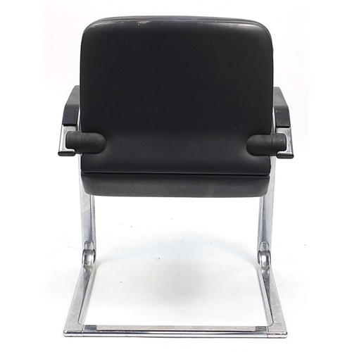 656 - Ahren de Cirkel, Danish black leather and chrome recliner office chair, label to the base, numbered ... 