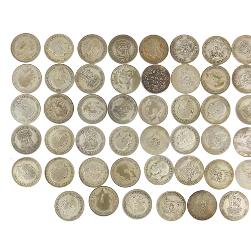 316 - British pre decimal coinage including shillings, 340g