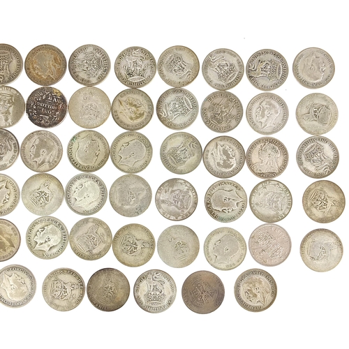 316 - British pre decimal coinage including shillings, 340g