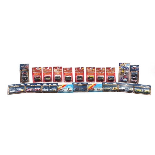 722 - Vintage Matchbox diecast vehicles in blister packs including Porsche and Mercedes