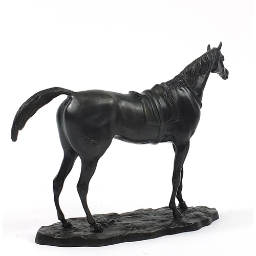 369 - After Hardy Fondeur, patinated bronze horse, 31cm in length