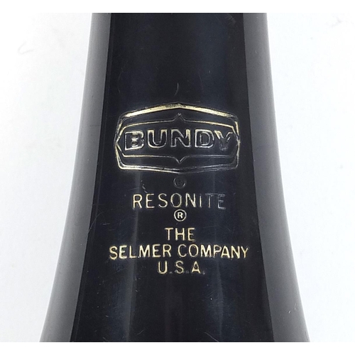 703 - Bundy four piece clarinet by The Selmer Company USA, housed in a fitted case