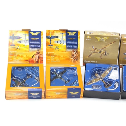 744 - Five Corgi Aviation Archive diecast aeroplanes with boxes including Messerschmitt 109E JG 26