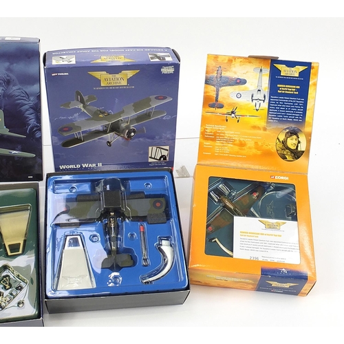 745 - Five Corgi Aviation Archive diecast aeroplanes with boxes including Fairey Swordfish MKI