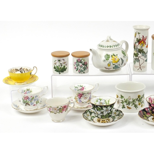 1400 - Aynsley, Portmeirion and Royal Albert tea and dinnerware including teapot, trios and storage jars, t... 