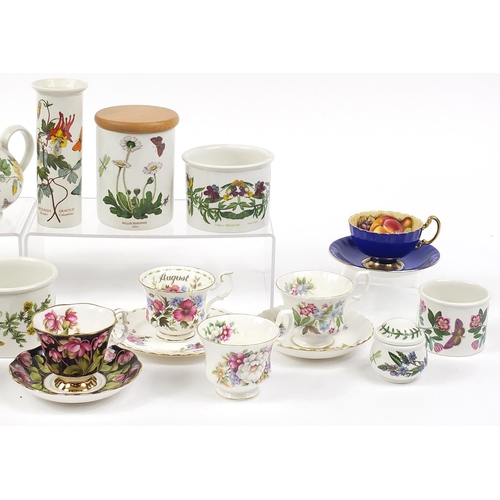 1400 - Aynsley, Portmeirion and Royal Albert tea and dinnerware including teapot, trios and storage jars, t... 