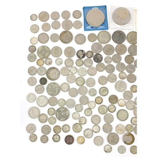 317 - Collection of British pre decimal coinage, mostly pre 1947 including thrupenny bits, 710g