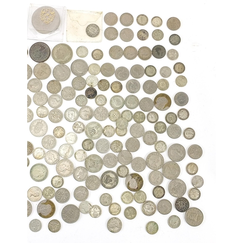 317 - Collection of British pre decimal coinage, mostly pre 1947 including thrupenny bits, 710g