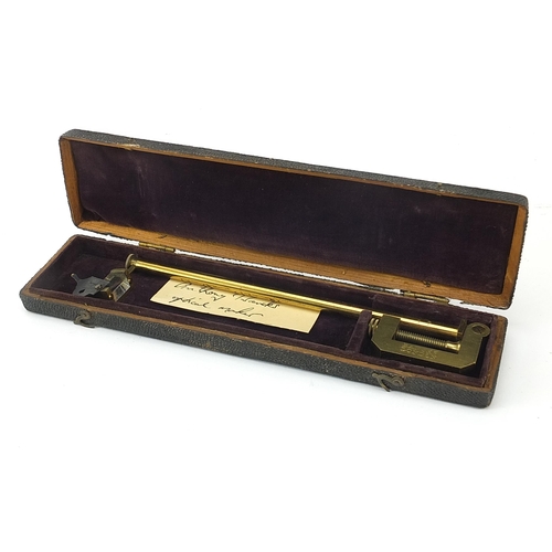 267 - Brass camera lucida housed in a shagreen case by Bancks of London, 24cm wide