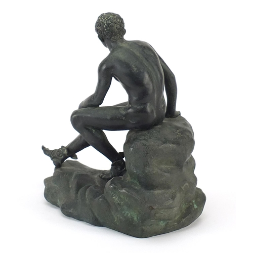 14 - Italian patinated bronze Mercury figure signed Fonderia Sommer Napoli , 20.5cm high