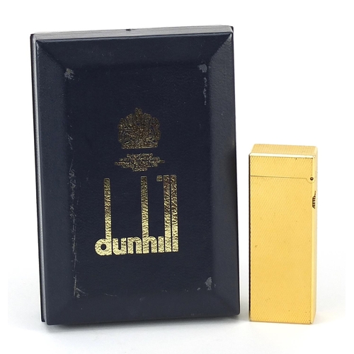 440 - Dunhill gold plated pocket lighter with case, 6.5cm high