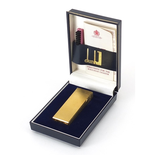 440 - Dunhill gold plated pocket lighter with case, 6.5cm high