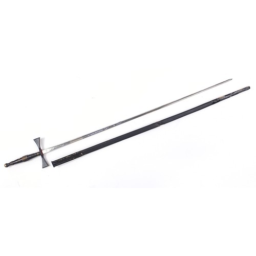 629 - Masonic ceremonial sword with engraved steel blade, 84cm in length