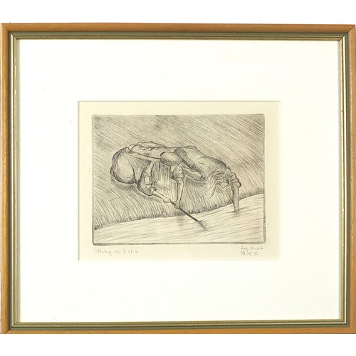 383 - Fishing on D of G, Chinese print, indistinctly signed in pencil, possibly Gigi Chan, mounted, framed... 