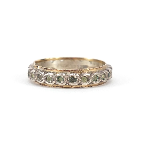 893 - 9ct gold and silver clear stone eternity ring, size R, 3.3g